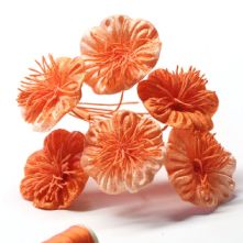 Vintage Orange Velvet Blossoms x6